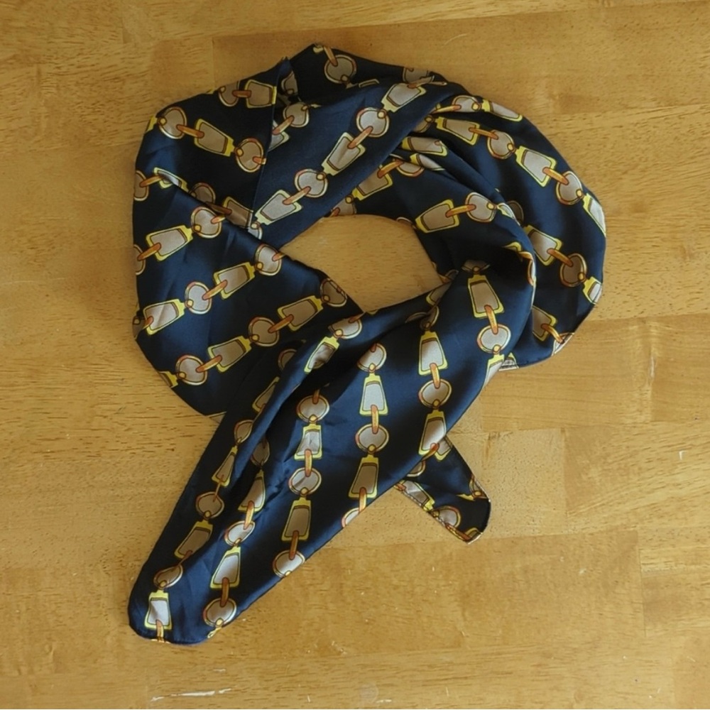 2/$20 - Black, Gold & Beige Chain Print Scarf - Great Accessory
